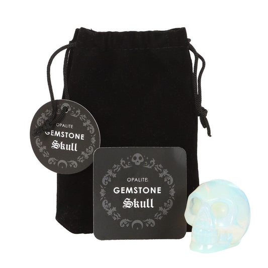Opalite Crystal Skull with Black Drawstring Pouch
