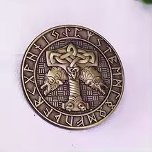 Mjolnir & Wolf Norse Viking Brooch | Collector's Heritage Pin Badge