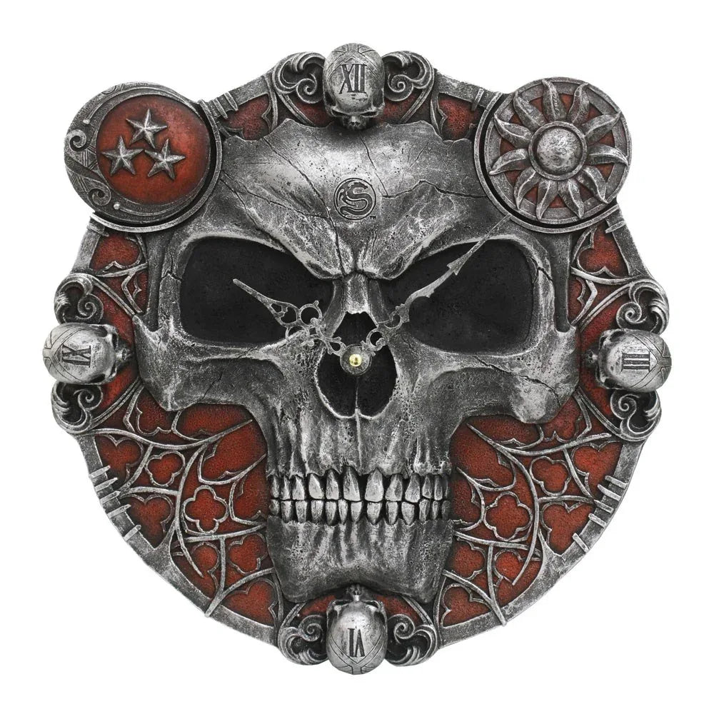 Hands of Death Skull Resin Wall Clock | Gothic Decor by Spiral Direct