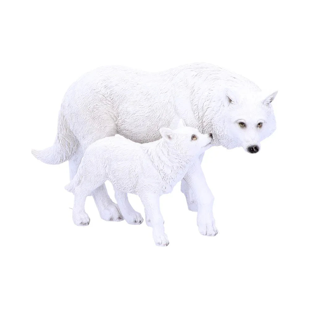 Winter Offspring Wolf Ornament | Mother & Pup Gothic Fantasy Figurine