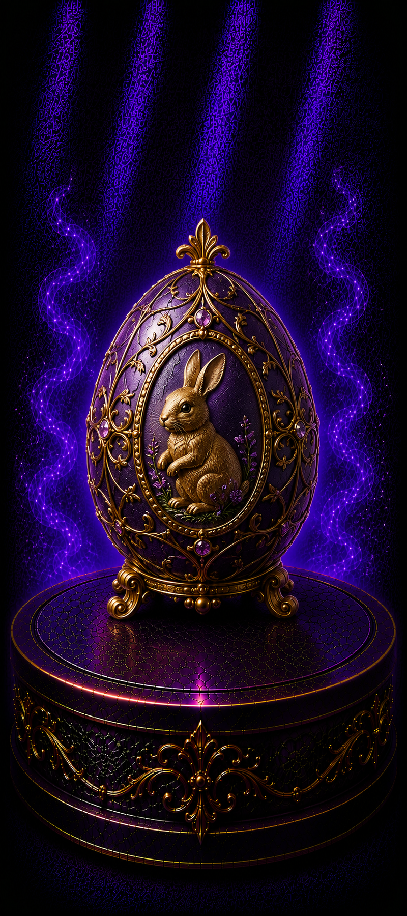 Unique Easter gifts at Gifts4YouAll — purple and gold wrapped gifts, collectible figurines and spring flowers