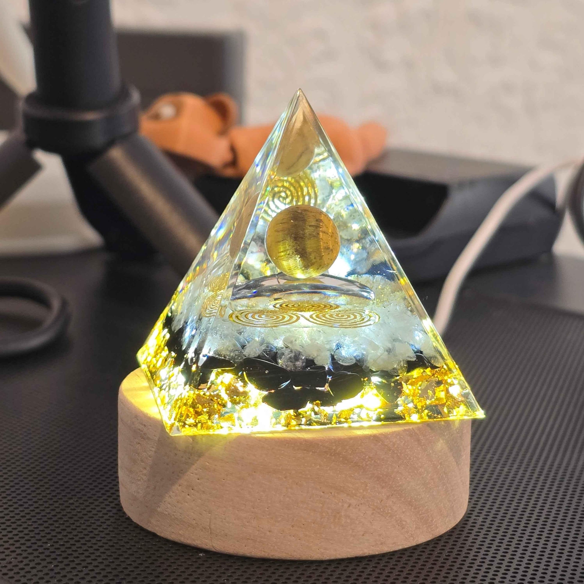 Energy Pyramid Orgonite Ball Tree - Crystal Healing Gift - Home Decor