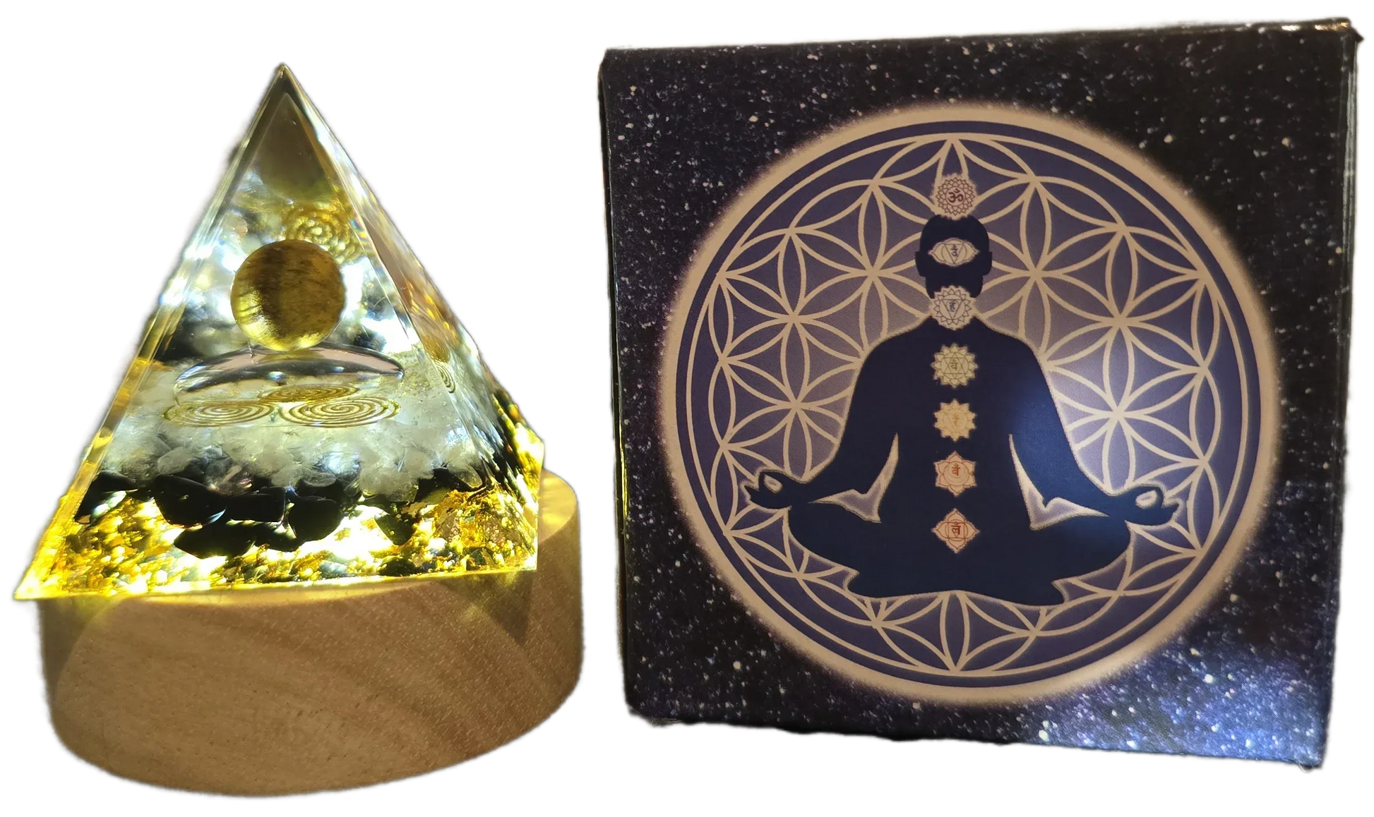 Energy Pyramid Orgonite - Clear Ball for Crystal Healing and Spiritual Gifts (#BC) - Home Decor