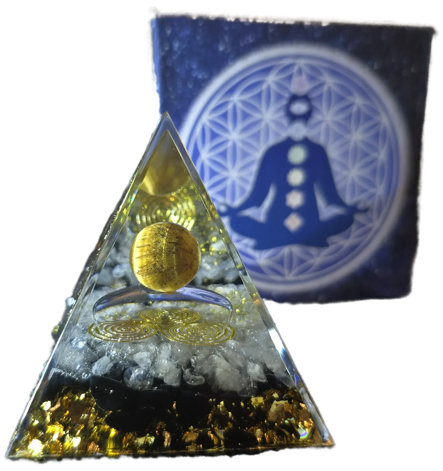 Energy Pyramid Orgonite Ball Tree - Crystal Healing Gift - Home Decor