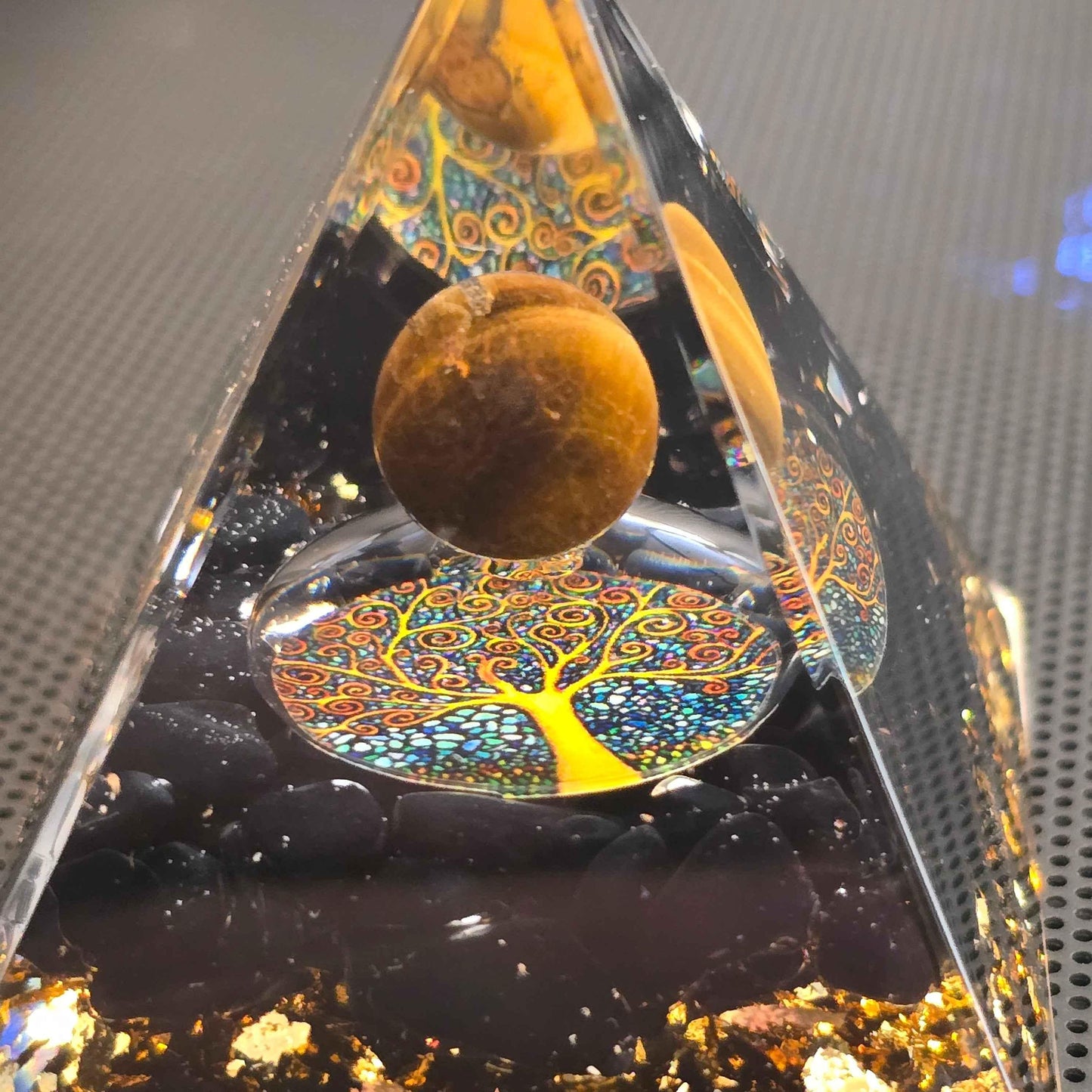 Energy Pyramid Orgonite Ball Tree - Crystal Healing Gift - Home Decor