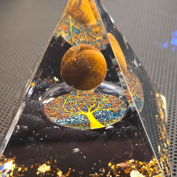 Energy Pyramid Orgonite Ball Tree - Crystal Healing Gift - Home Decor