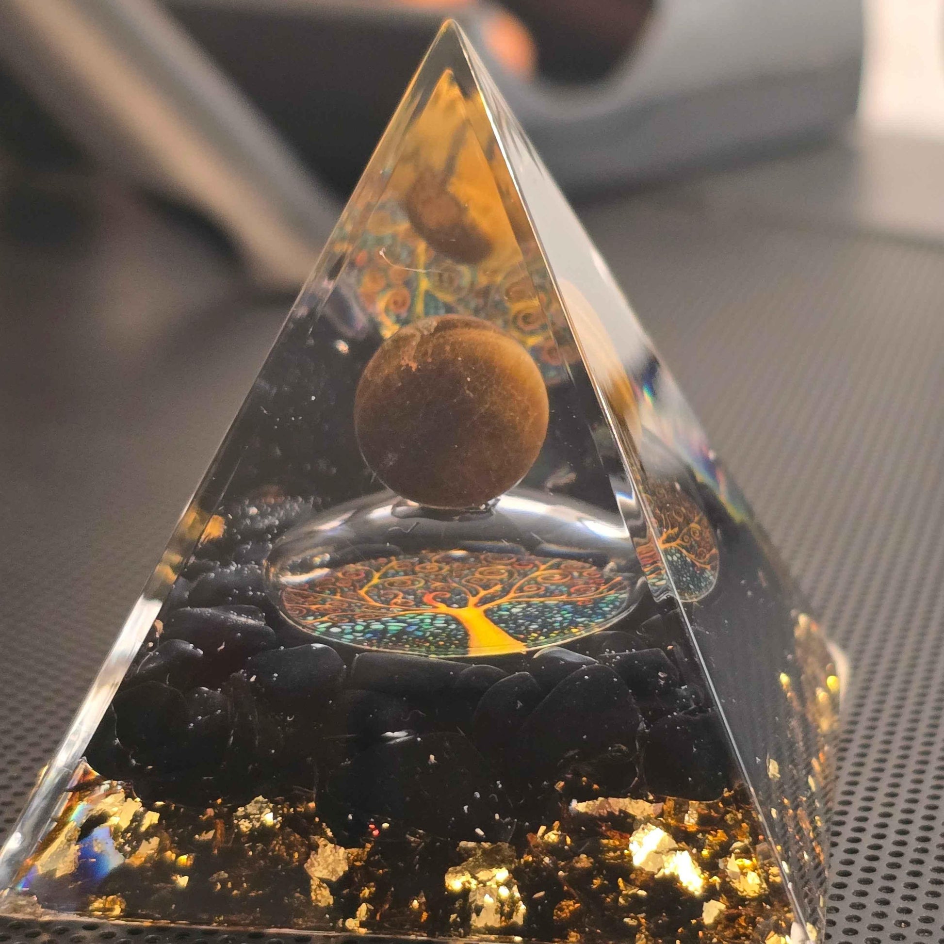 Energy Pyramid Orgonite Ball Tree - Crystal Healing Gift - Home Decor