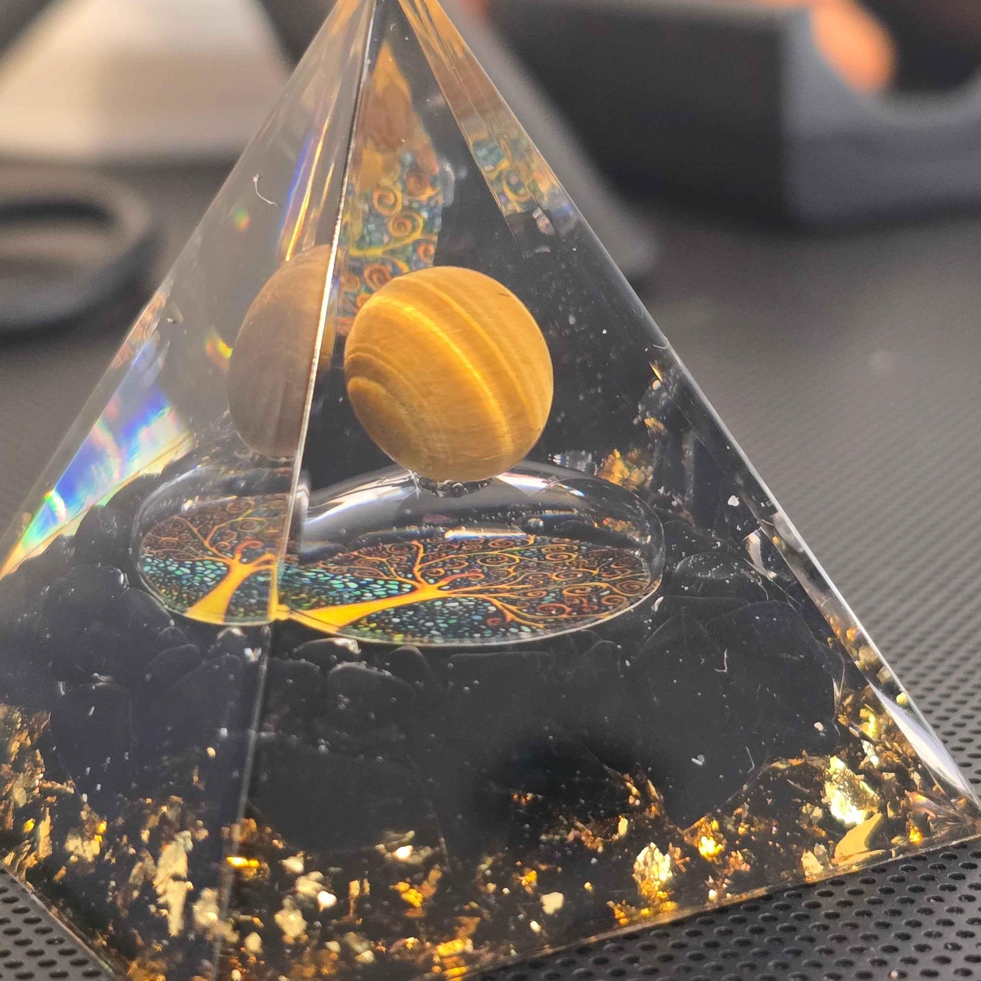 Energy Pyramid Orgonite Ball Tree - Crystal Healing Gift - Home Decor