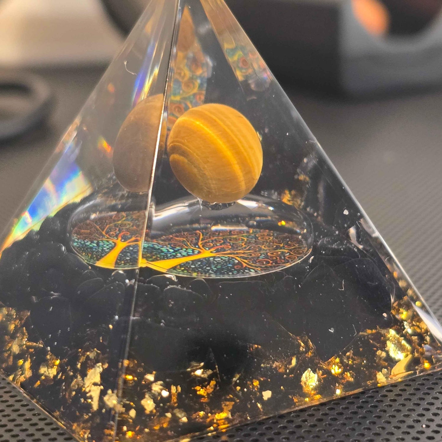 Energy Pyramid Orgonite Ball Tree - Crystal Healing Gift - Home Decor