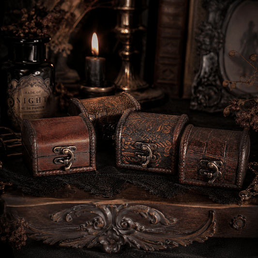 Mini Wooden Treasure Chest Trinket Boxes - Set of 4