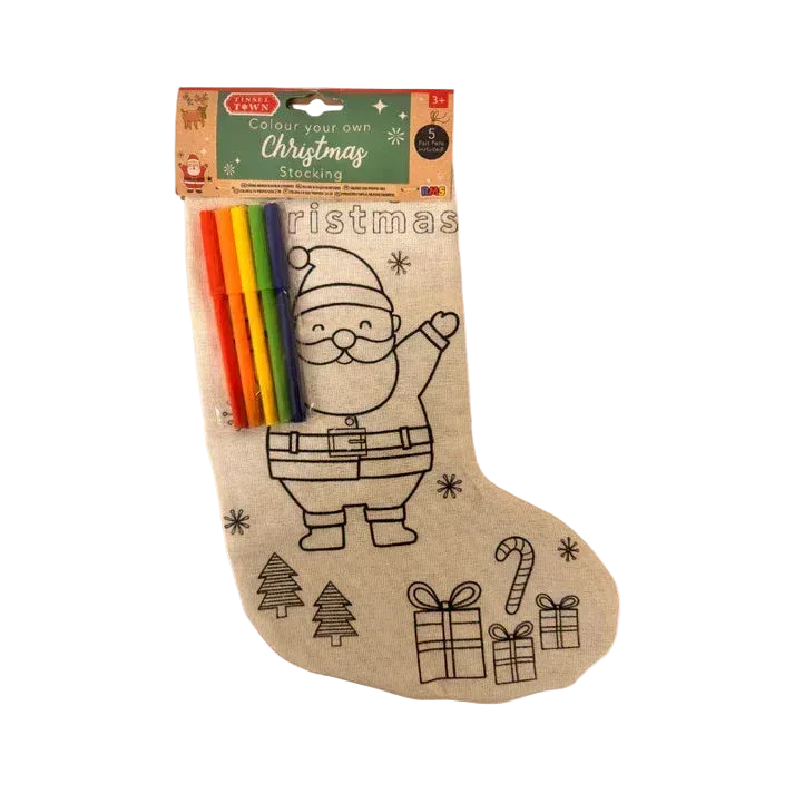 Custom Christmas Stocking with 4 Colouring Pens - 