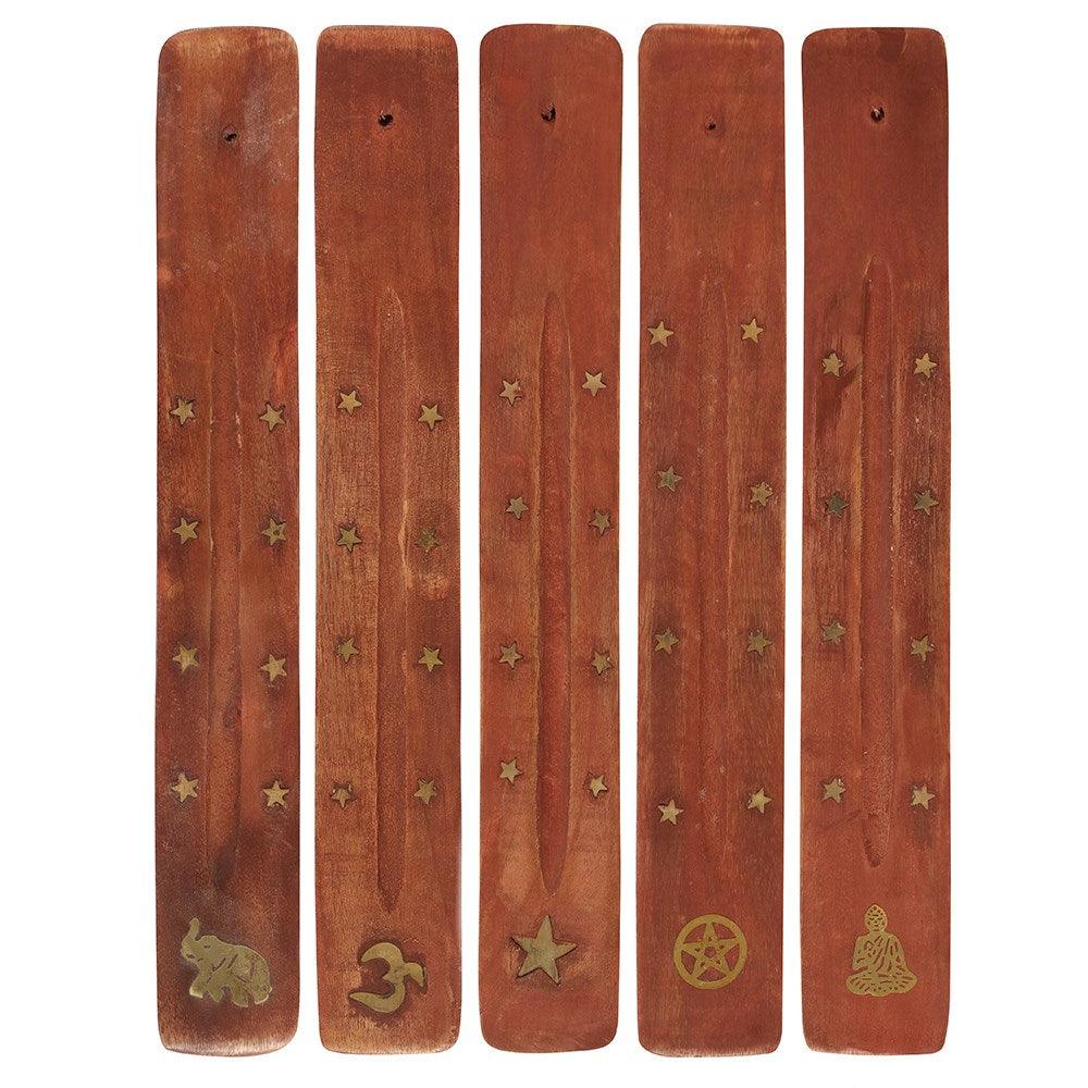 Wooden Incense Holder with Gold Star Inlay