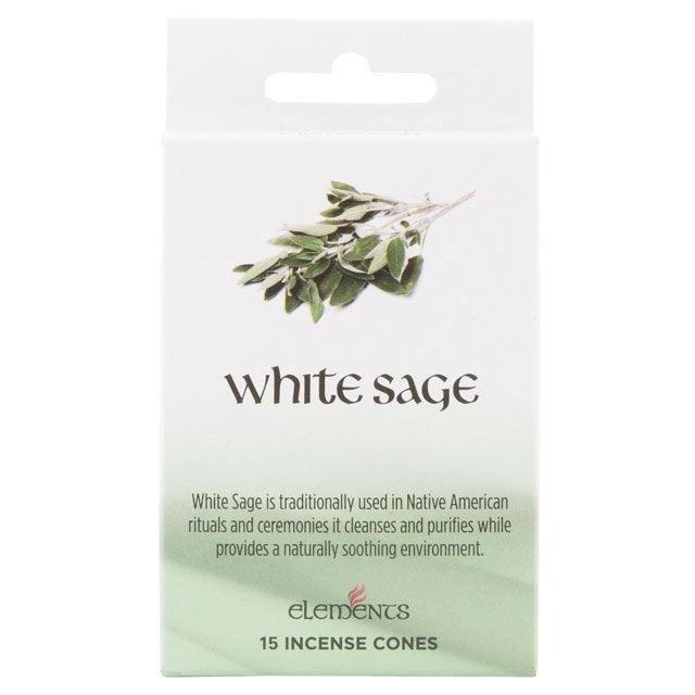 Elements White Sage Incense Cones with Metal Holder