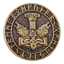 Mjolnir & Wolf Norse Viking Brooch | Collector's Heritage Pin Badge