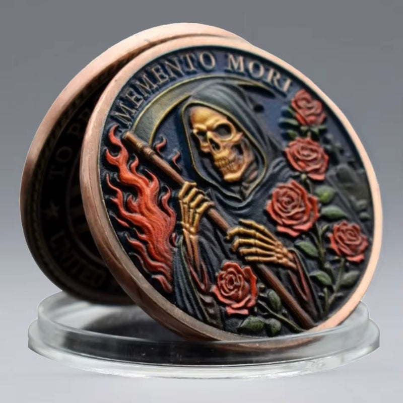 Memento Mori Skull & Rose | Gold Plated Gothic Collector's Coin