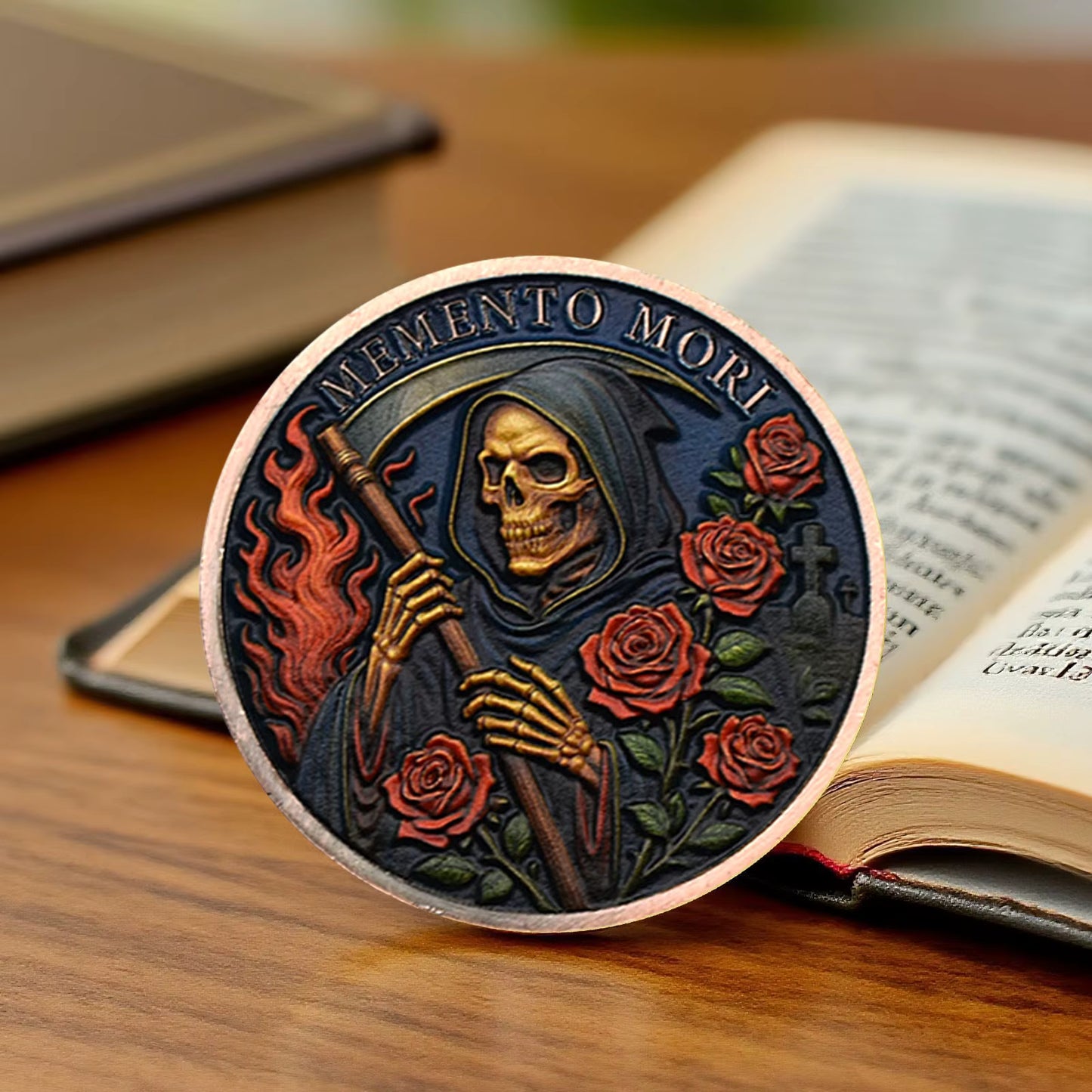 Memento Mori Skull & Rose | Gold Plated Gothic Collector's Coin