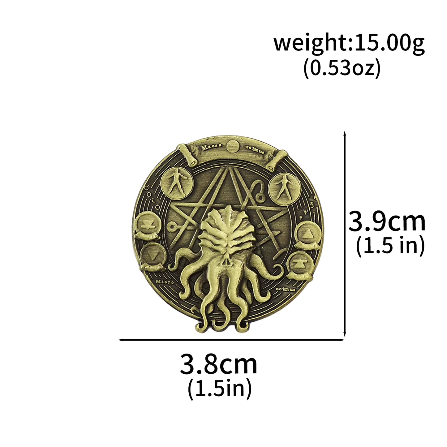 Cthulhu Pentagram Coin — HP Lovecraft Necronomicon Sigil