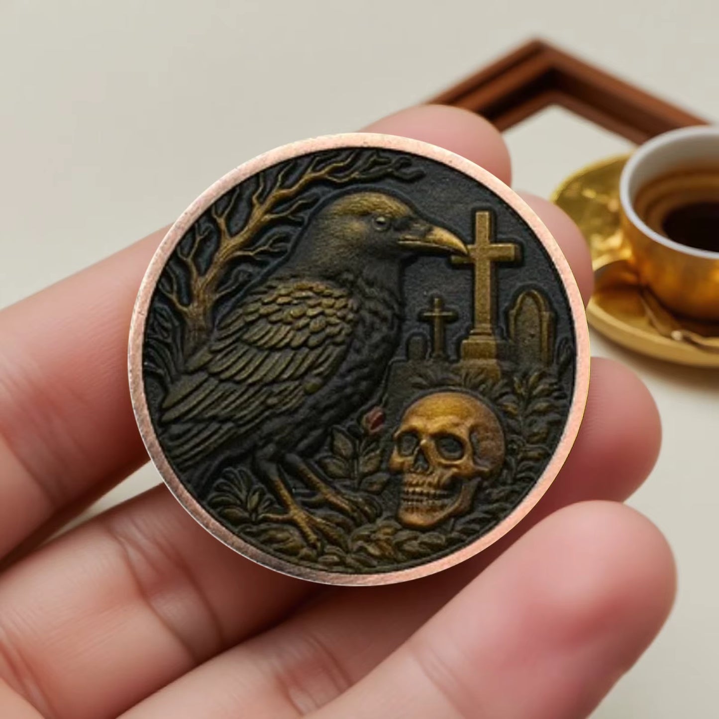 Memento Mori Skull & Rose | Gold Plated Gothic Collector's Coin