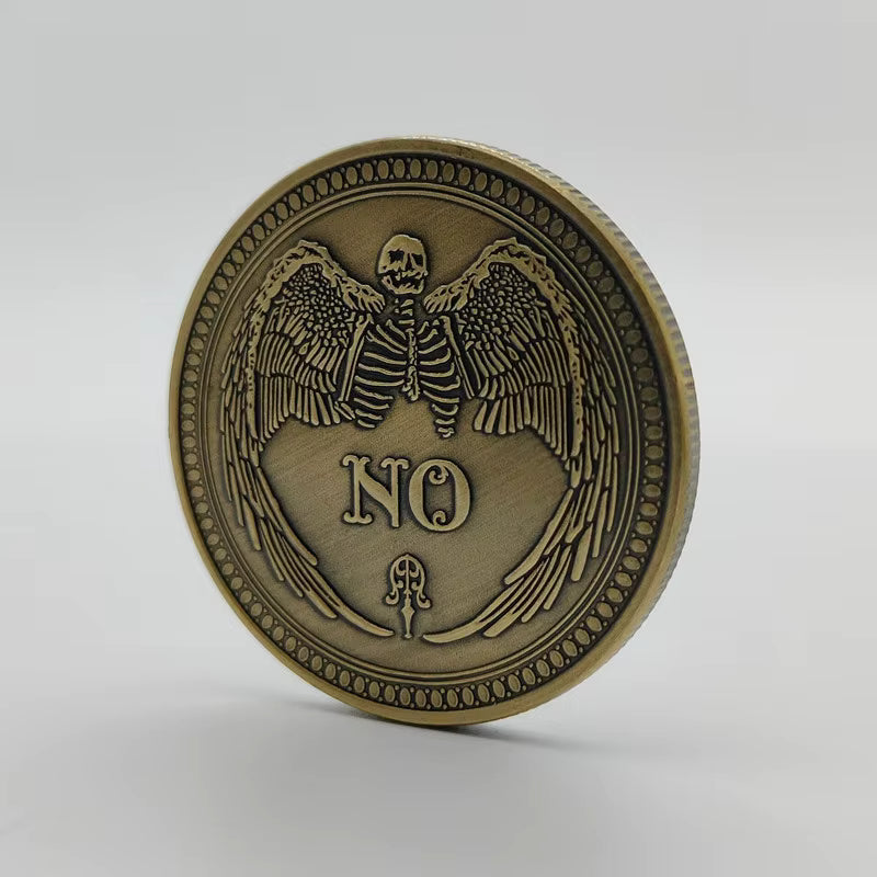The Decision Maker – Bronze Skull & Angel Yes/No Challenge Coin