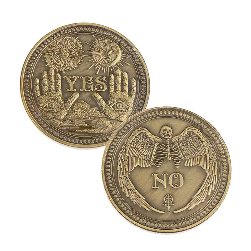 The Decision Maker – Bronze Skull & Angel Yes/No Challenge Coin