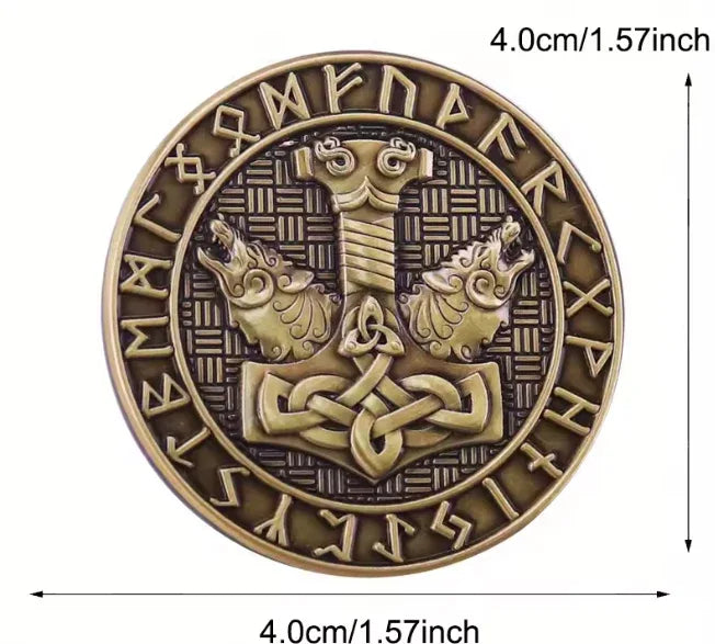 Mjolnir & Wolf Norse Viking Brooch | Collector's Heritage Pin Badge