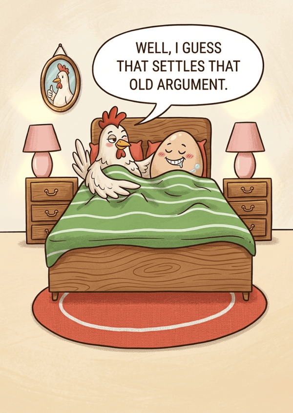 Well, I Guess That Settles That – Cheeky Chicken & Egg Funny Card