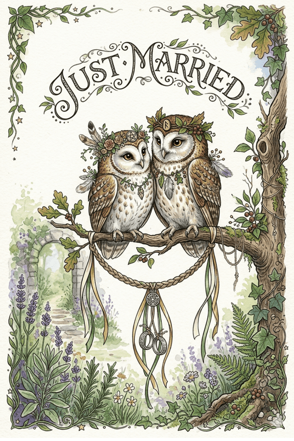 Just Married – Woodland Owl Wedding Card - Exclusive to Gifts4YouAll