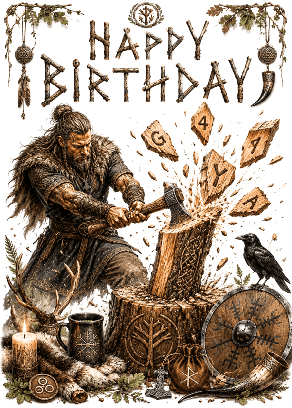 Happy Birthday – Viking Axe Warrior Norse Birthday Card