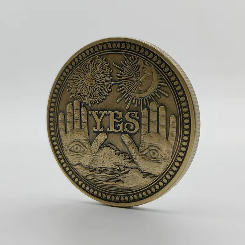 The Decision Maker – Bronze Skull & Angel Yes/No Challenge Coin