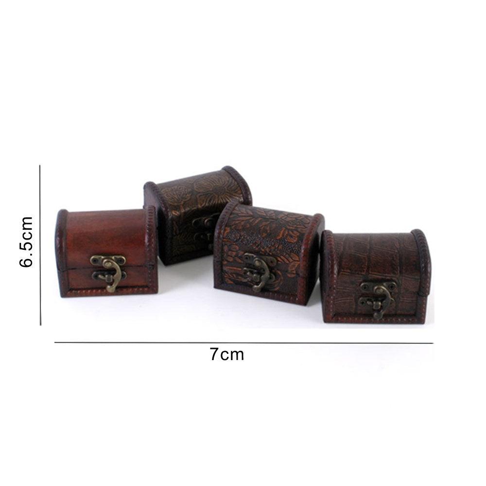 Mini Wooden Treasure Chest Trinket Boxes - Set of 4