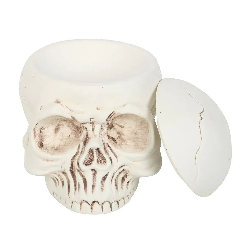 Weathered Skull Oil Burner & Wax Warmer | Gothic Ceramic Fragrance Diffuser