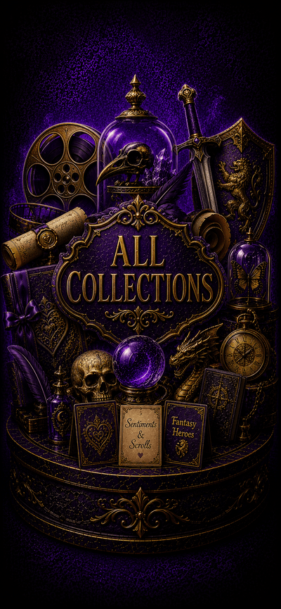 Vintage-style collection of items with 'All Collections' text on a dark background