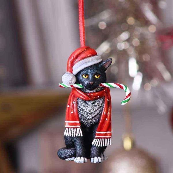Lisa Parker Candy Cane Cat Ornament - Unique Holiday Decor - Home Decor