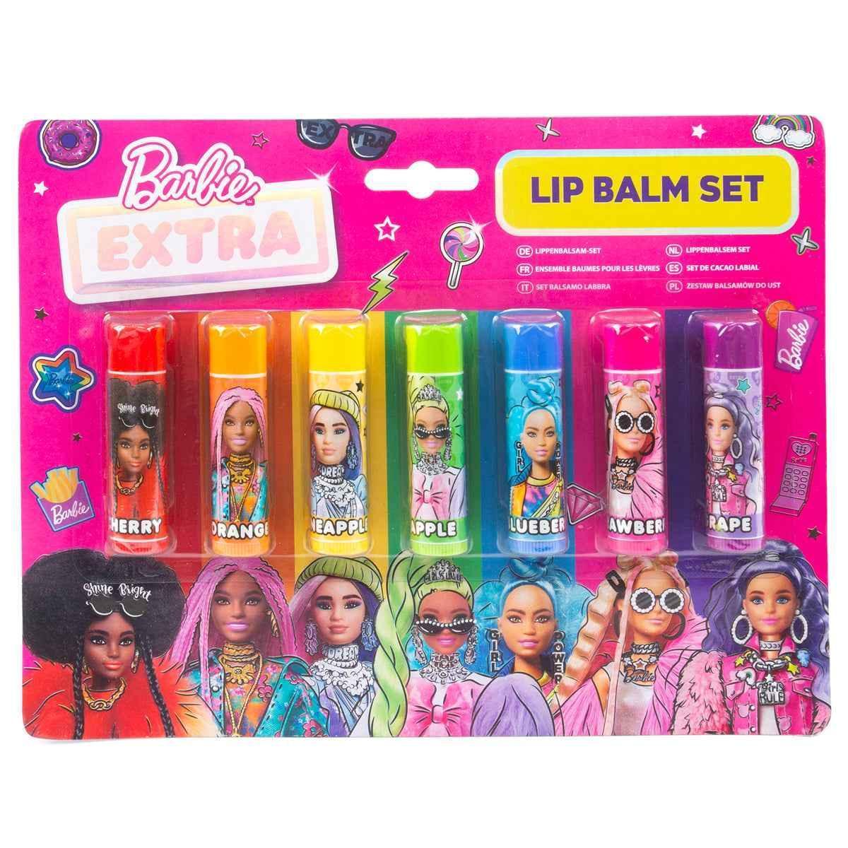 Barbie Extra Lip Balm Set - 7 Fun Flavors for Your Lips - 