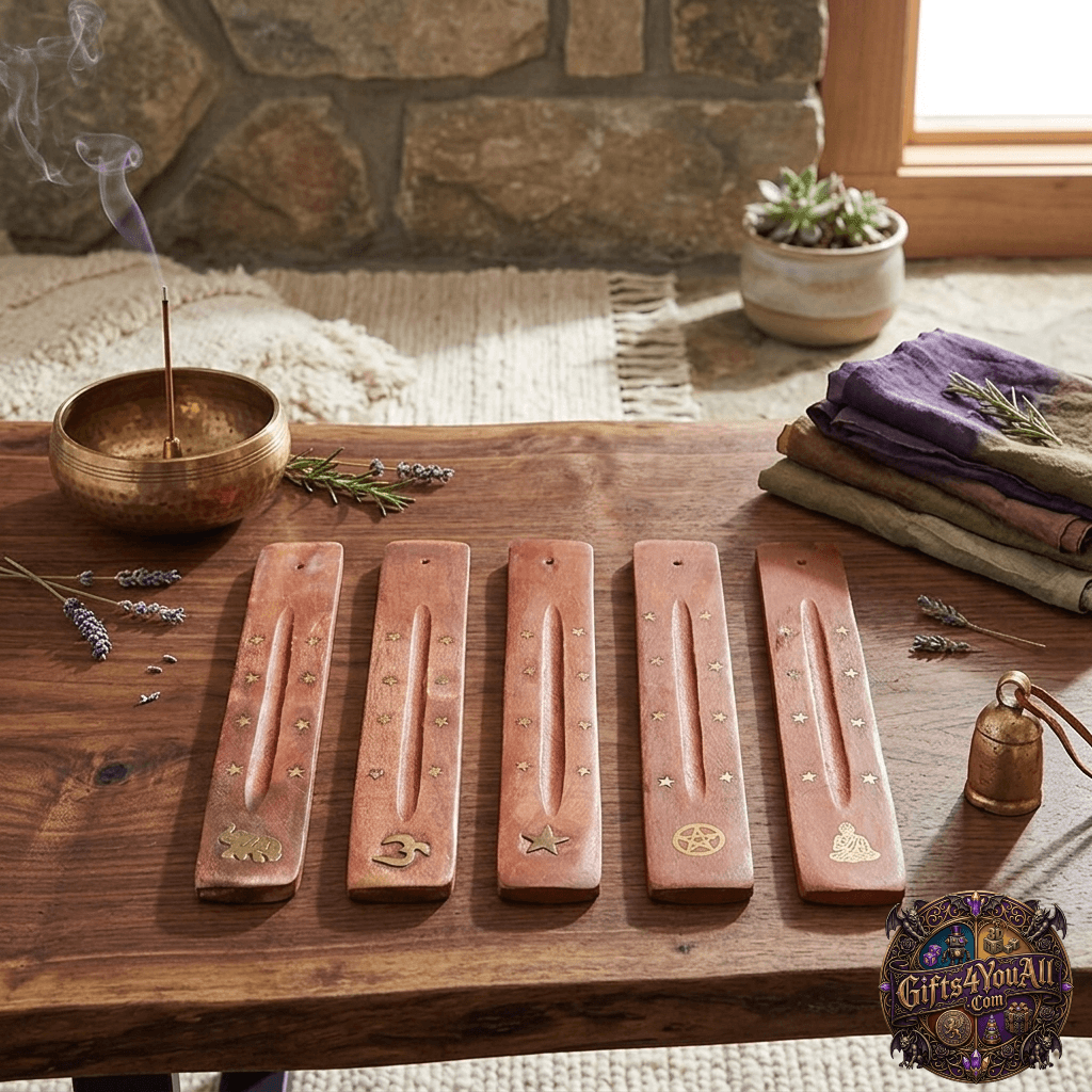 Wooden Incense Holder with Gold Star Inlay