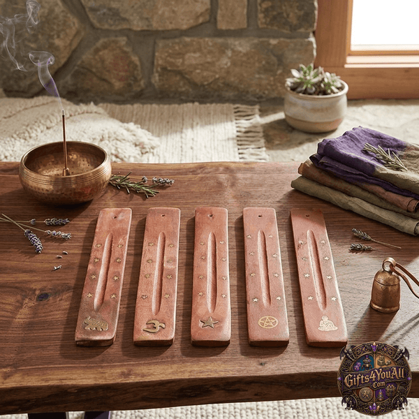 Wooden Incense Holder with Gold Star Inlay