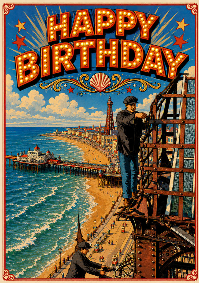 Blackpool Tower Birthday Card – Like the Lights, You Only Get Brighter!