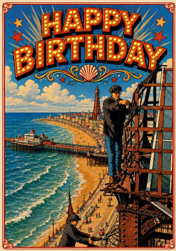 Blackpool Tower Birthday Card – Like the Lights, You Only Get Brighter!