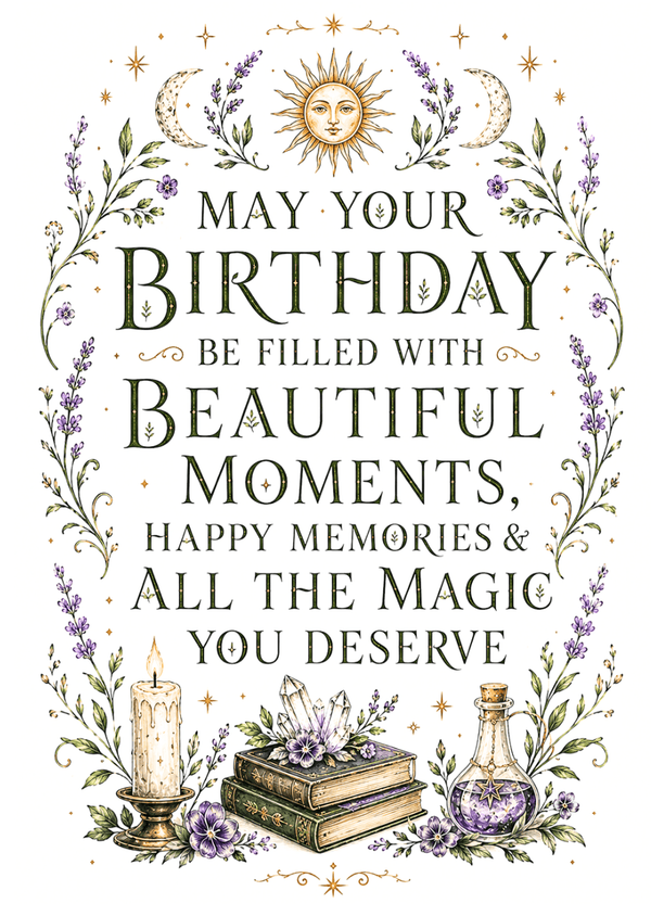 May Your Birthday Be Filled With Beautiful Moments – Wiccan Birthday Card