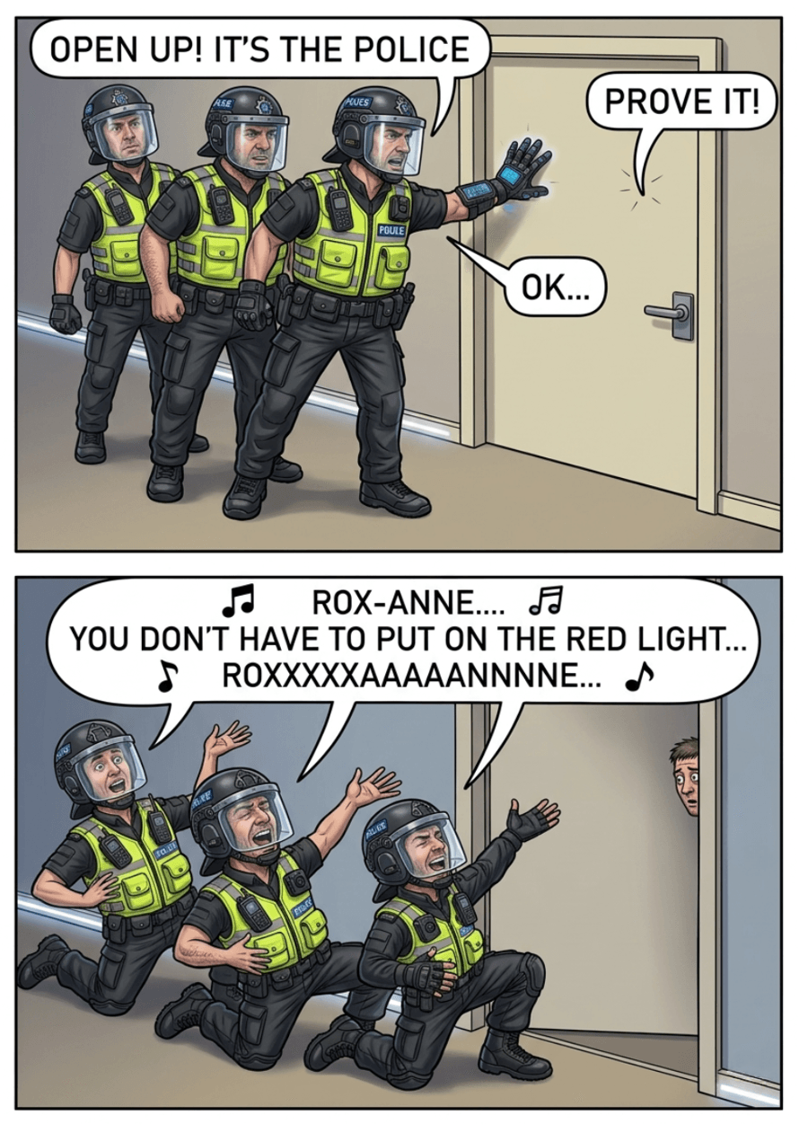 Roxanne! Funny Police Birthday Card – You Don't Have to Put on the Red Light!