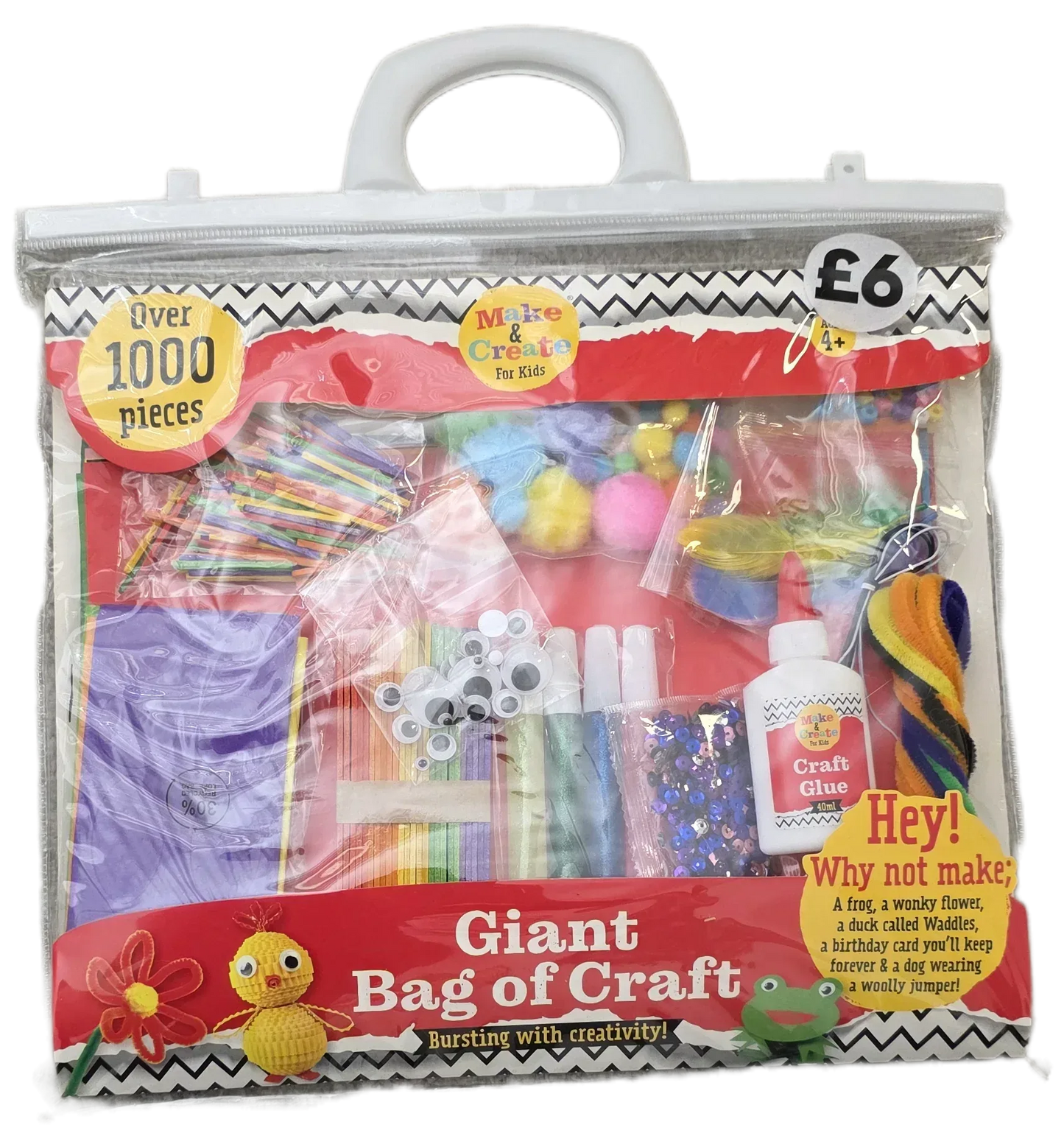 Giant Craft Supply Bag with 1,000+ Pieces for Projects - 