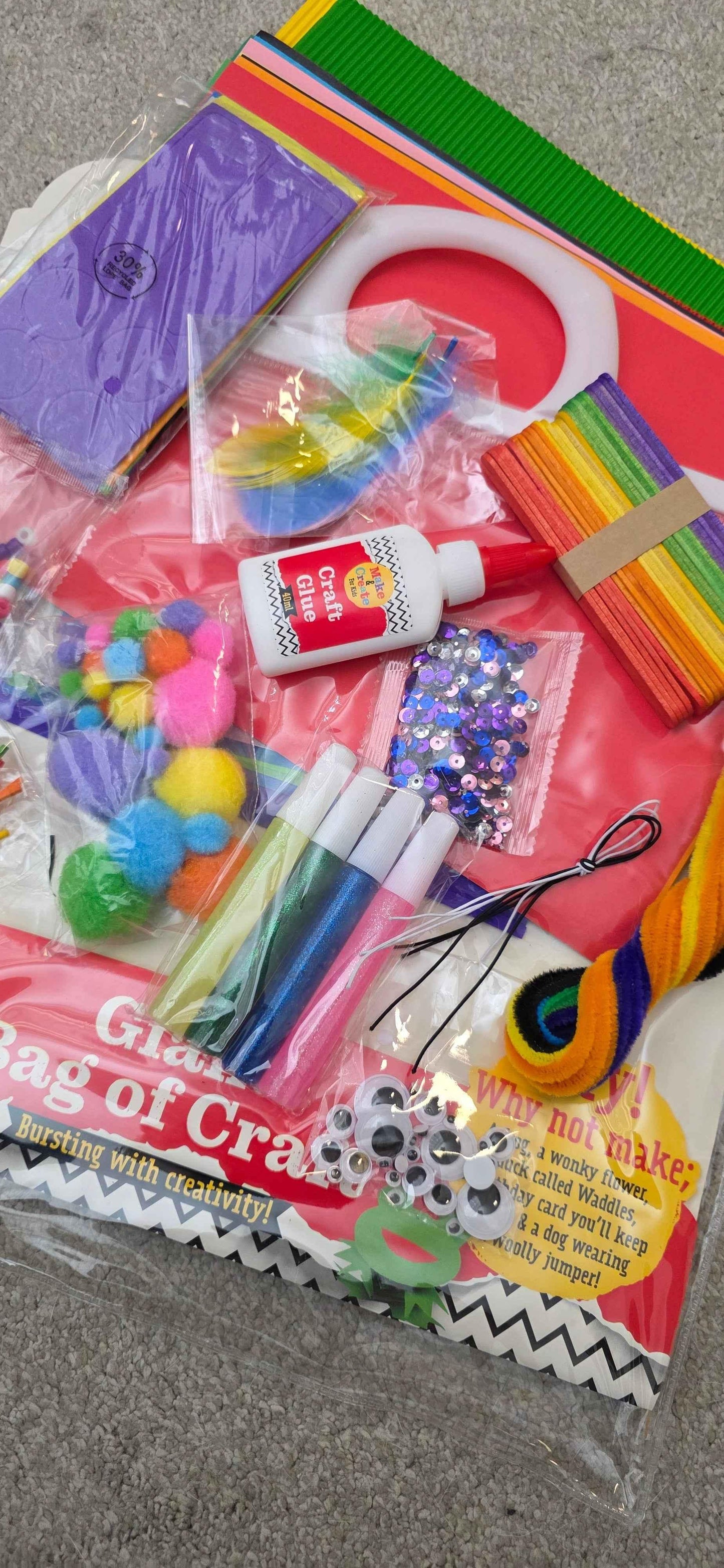 Giant Craft Supply Bag with 1,000+ Pieces for Projects - 