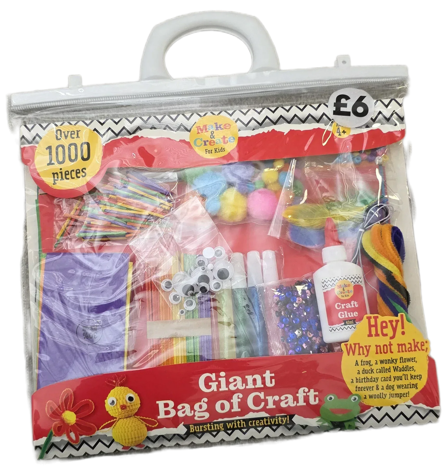 Giant Craft Supply Bag with 1,000+ Pieces for Projects - 