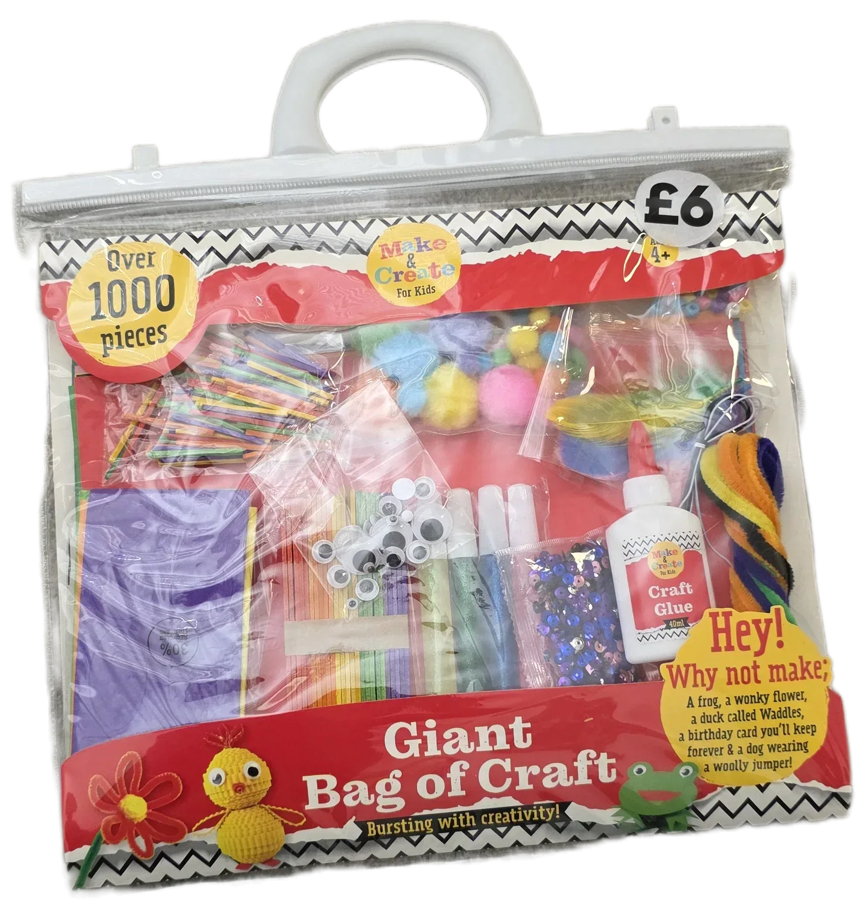 Giant Craft Supply Bag with 1,000+ Pieces for Projects - 