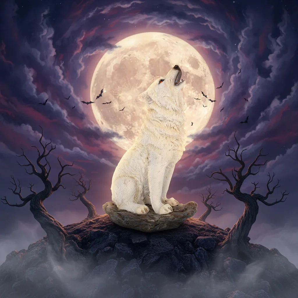 Howling White Wolf Figurine 20cm | Storms Cry | Nemesis Now