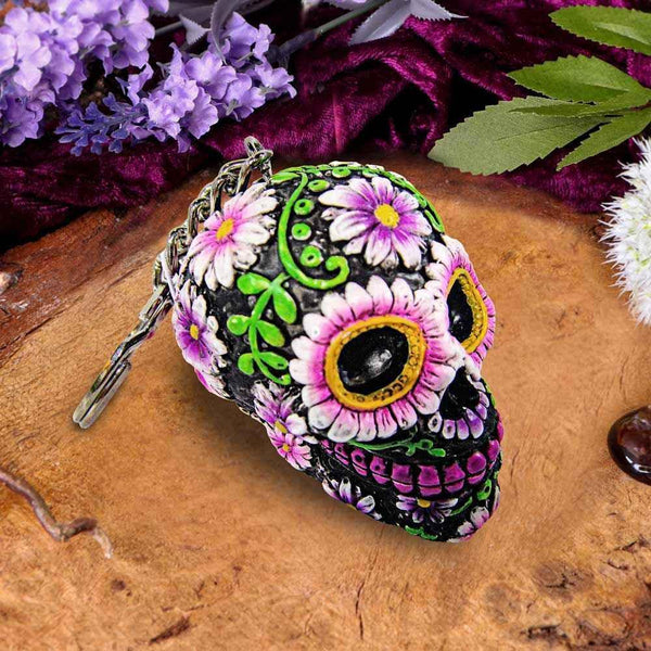 Day of the Dead Skull Keyring 6cm - Sugar Petal by Nemesis Now - Accessories