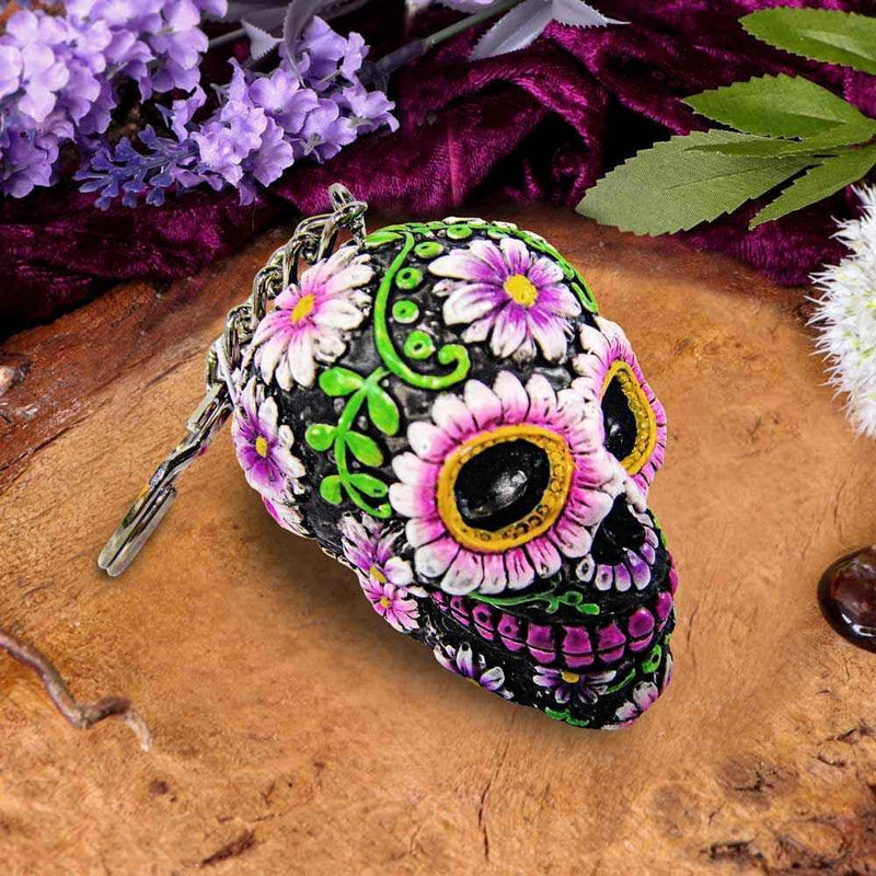 Day of the Dead Skull Keyring 6cm - Sugar Petal by Nemesis Now - Accessories