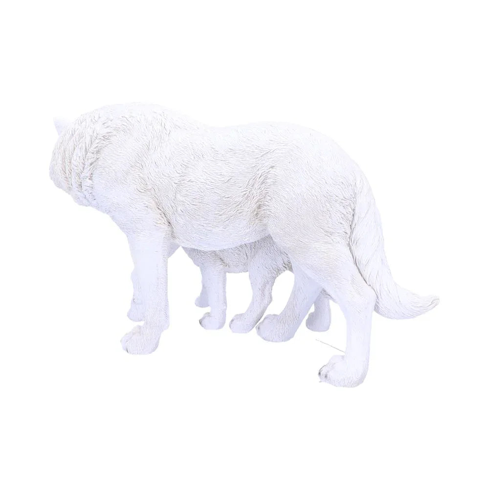 Winter Offspring Wolf Ornament | Mother & Pup Gothic Fantasy Figurine