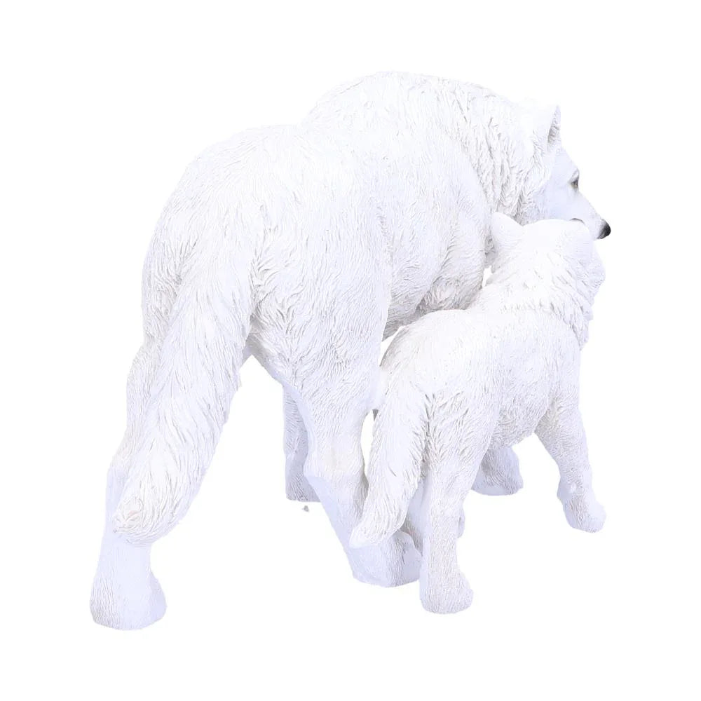 Winter Offspring Wolf Ornament | Mother & Pup Gothic Fantasy Figurine