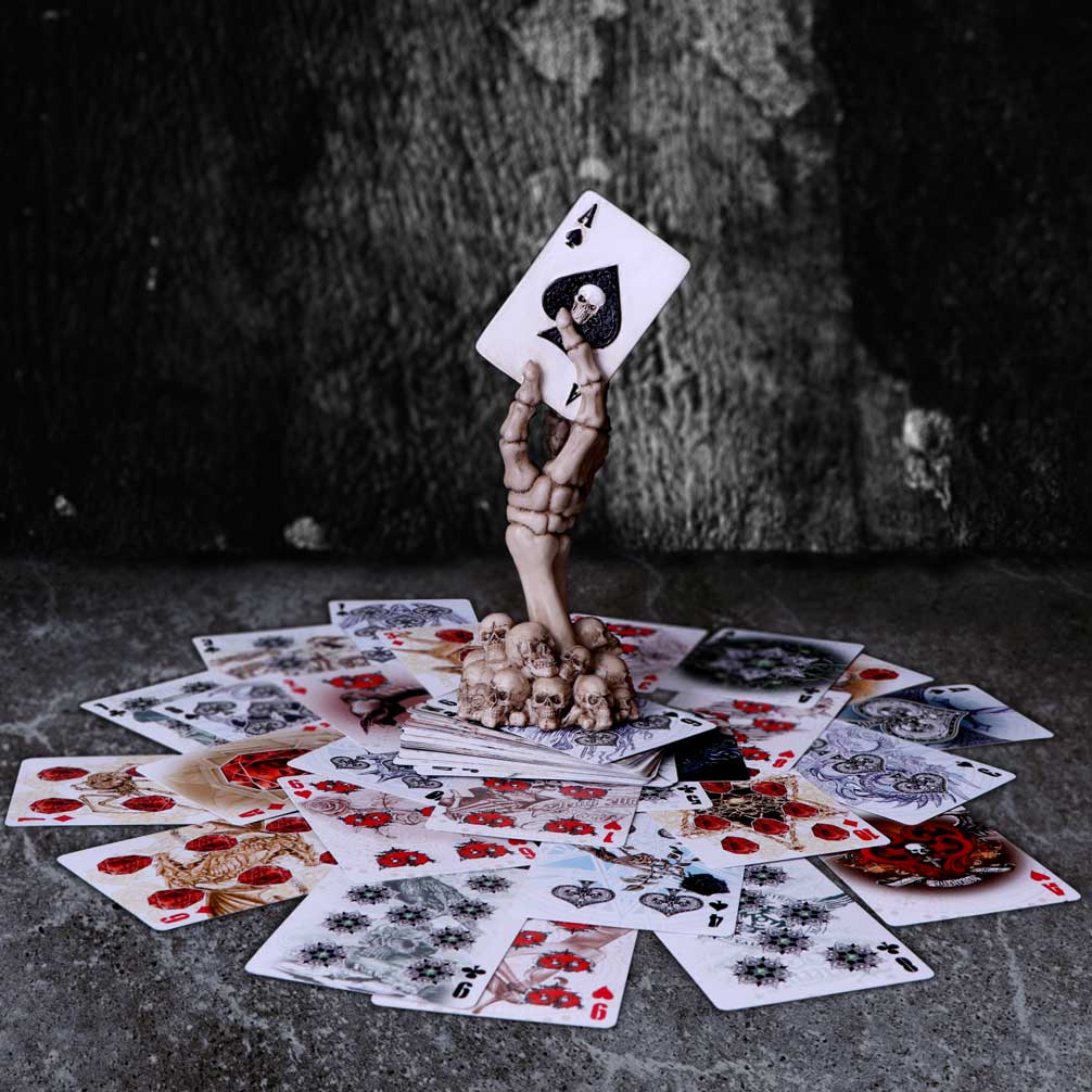 Ace of Spades Skeletal Hand Figurine | Gothic Macabre Decor | Nemesis Now